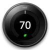 A black Nest 3rd Generation Learning Thermostat