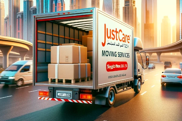 Professional mover carefully wrapping an antique dresser for single-item moving service in Dubai by Justcare.tech