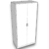 Computer-generated image of a closed two-door MDF wardrobe, highlighting a simple and functional design.