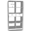 Computer-generated MDF wardrobe with two lockable drawers and several open shelves, detailed with measurements.