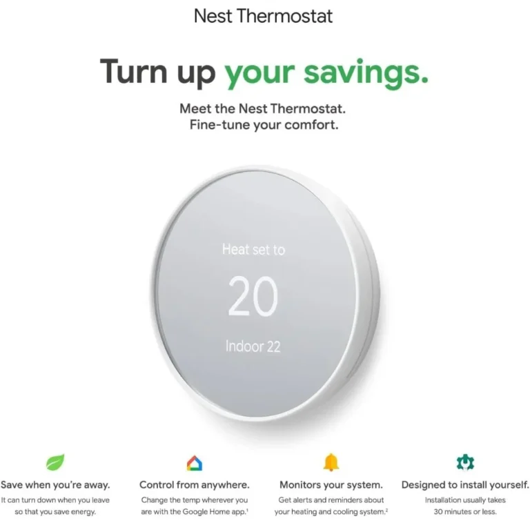 Nest 4th-generation thermostat displaying temperature settings.