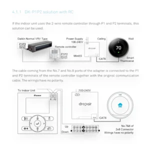 Dropair DK-P1P2 Adapter wiring for Daikin VRV