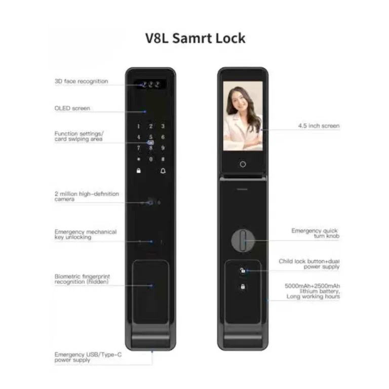 Zeki V8 Smart Door Lock with camera and screen – smart door lock with camera