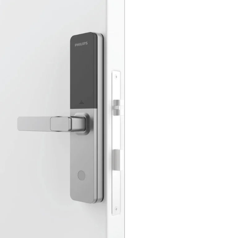 Philips DDL615-5HBS smart door lock installed on white door