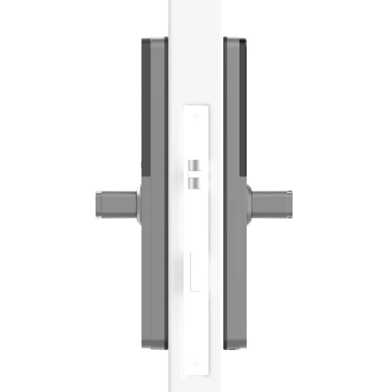 Side profile of Philips DDL615-5HBS smart door lock showing dual panel configuration