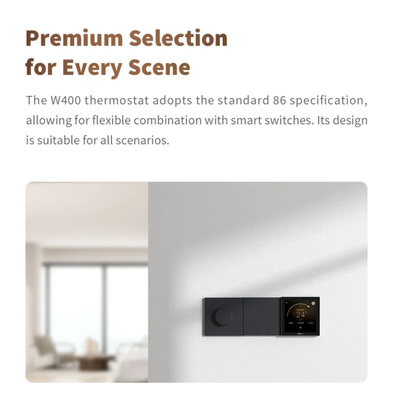 aqara w400 thermostat mounted on smart home wall