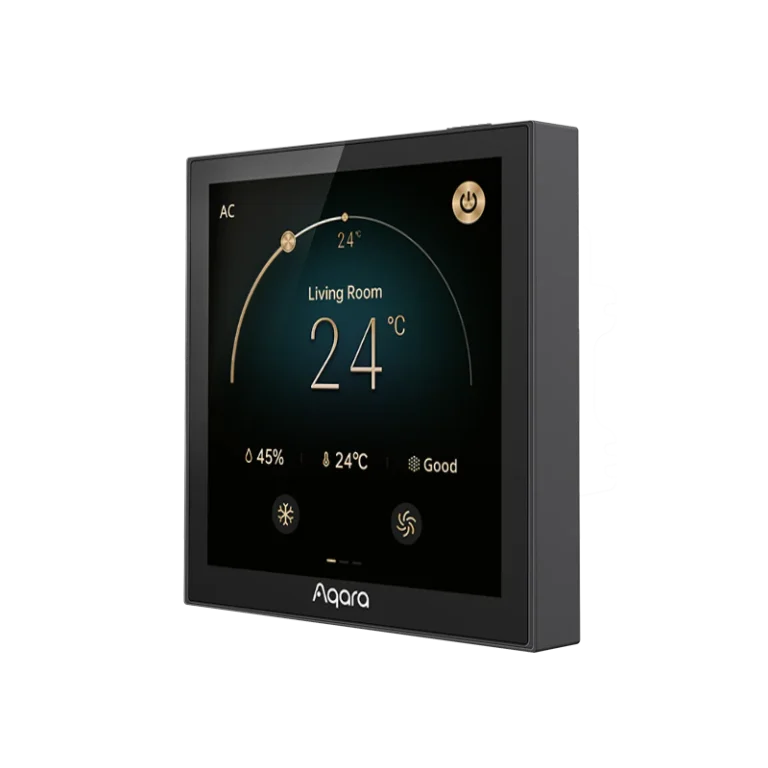 aqara w400 smart thermostat front view with touchscreen