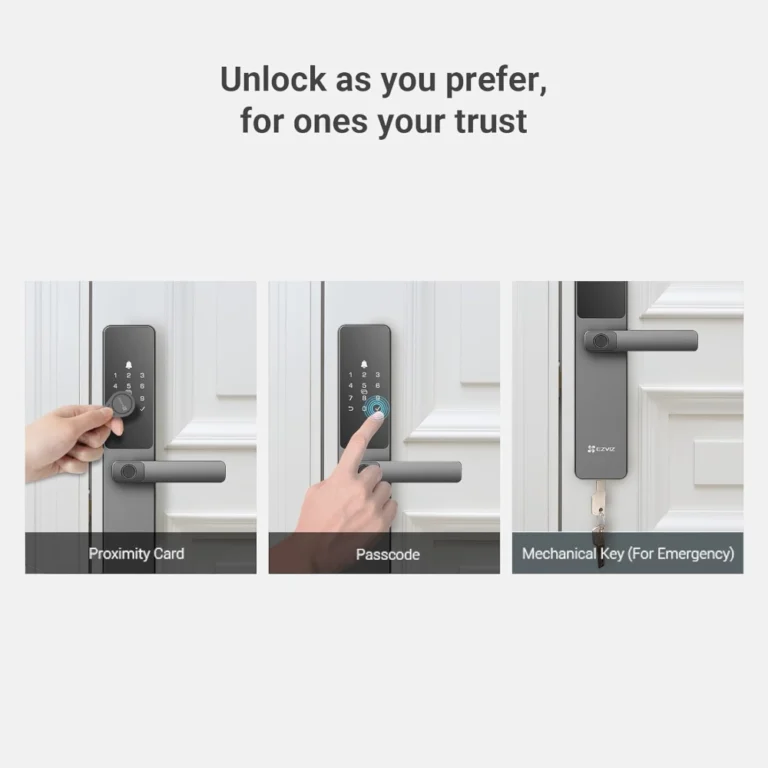 EZVIZ DL05 smart door lock access via card, code, or key