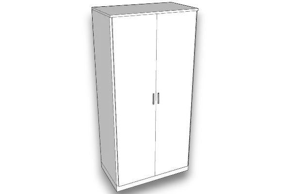 Computer-generated image of a closed two-door MDF wardrobe