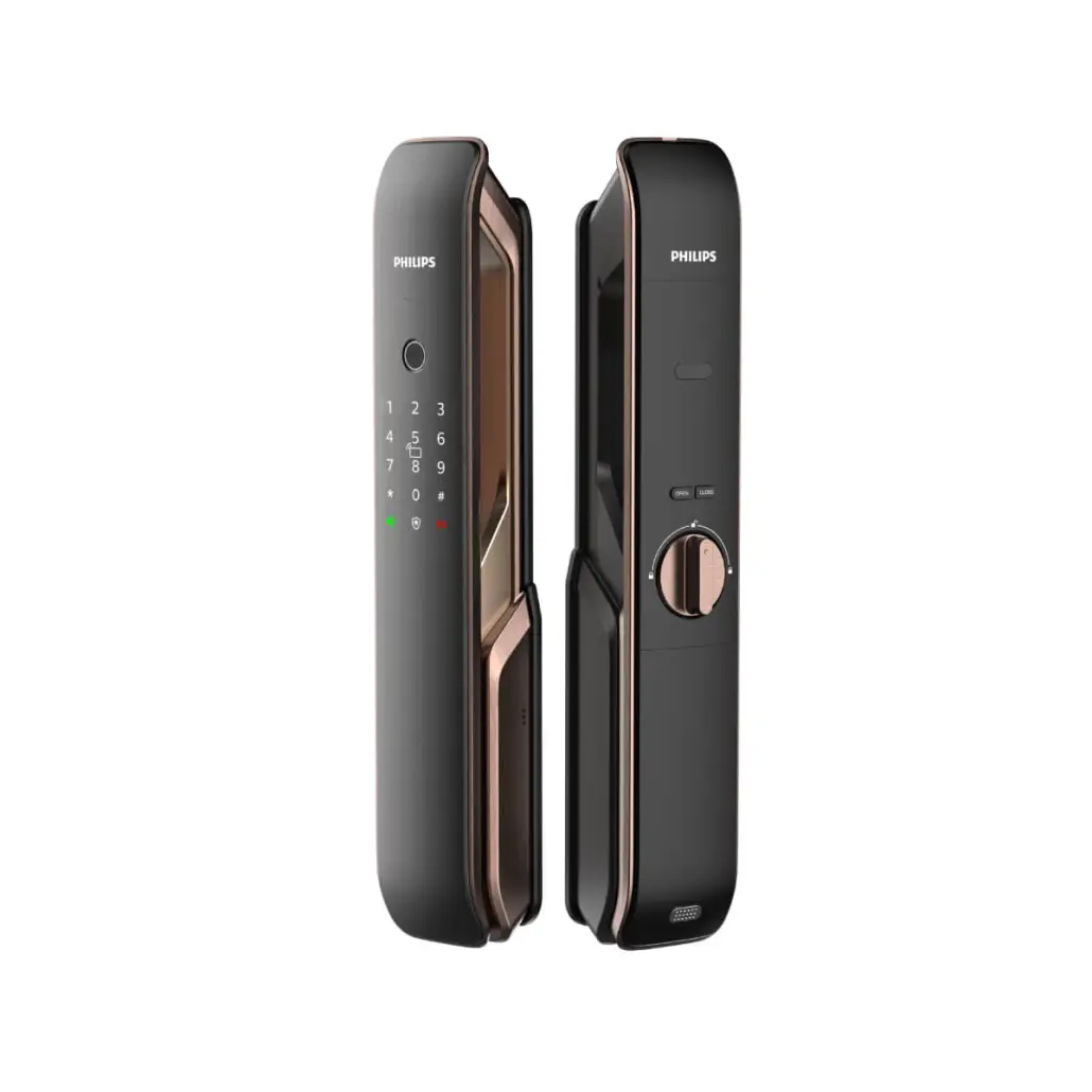 Philips 9200 Fingerprint Smart Door Lock - Front and Side View