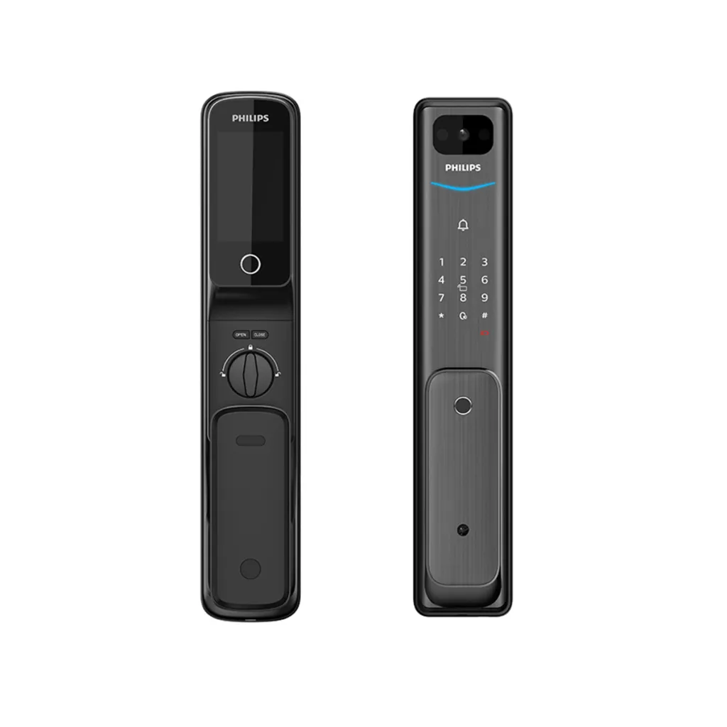 Philips Alpha-VP-5HWS Smart Lock front and side view.