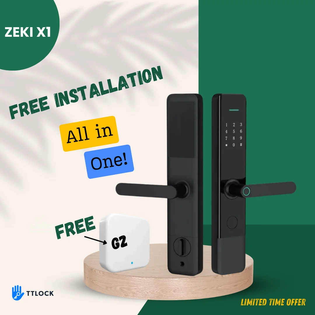 ZEKI X1 Smart Door Lock with Free Installation and Free G2 Gateway