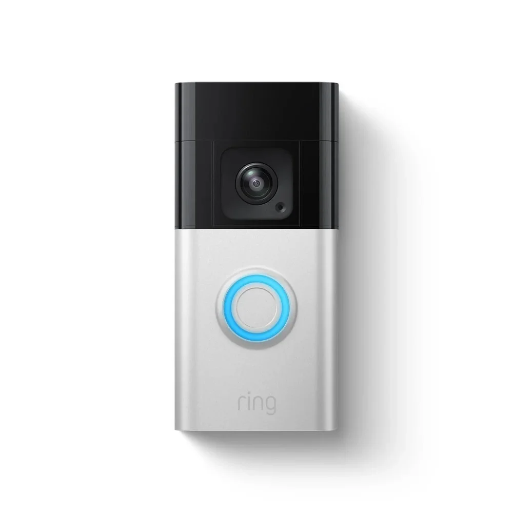 Front view of Battery Video Doorbell Pro with blue light ring