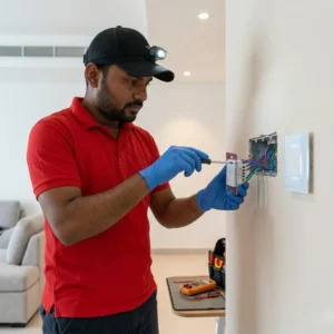 Smart switch installation Dubai by JustCare electrician for modern home automation