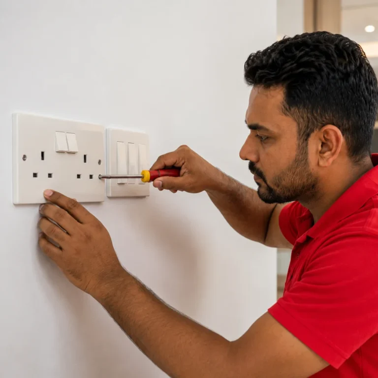 Sockets and switches installation in Dubai by JustCare electrician for a modern home