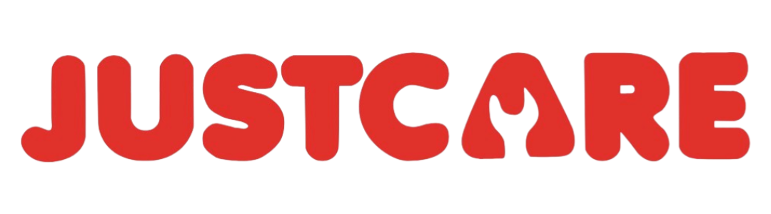 Bold red text spelling JUSTCARE