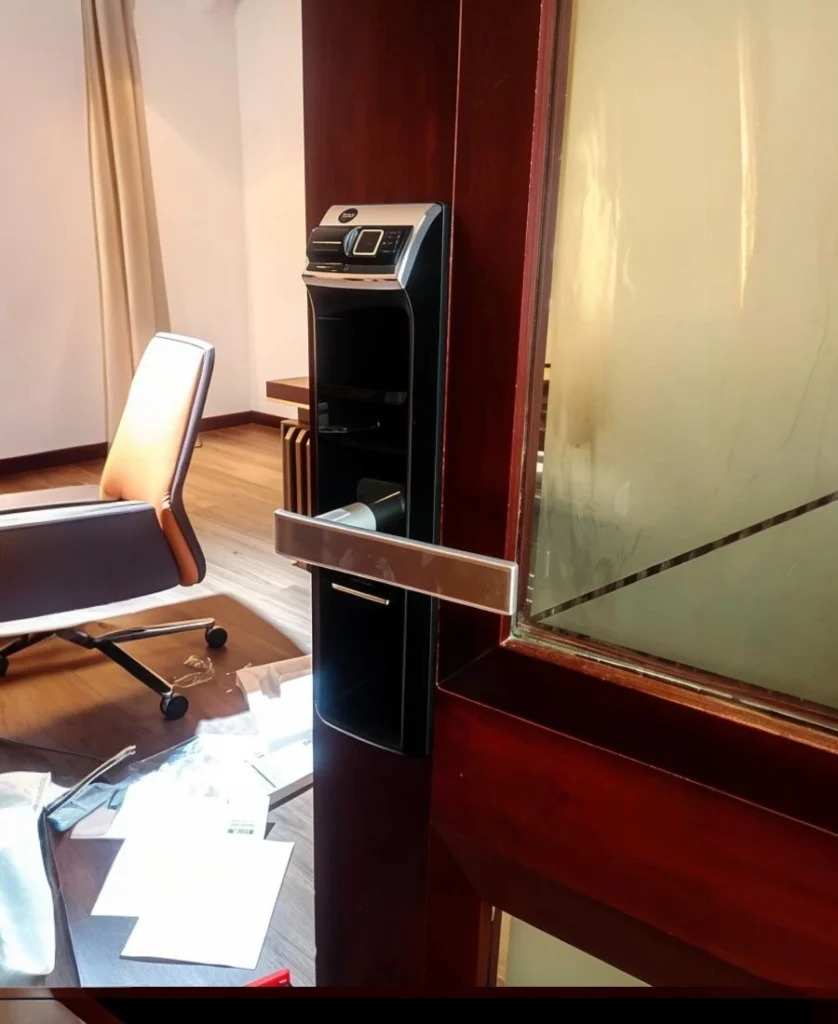 Yale lock installation in Dubai on wooden door